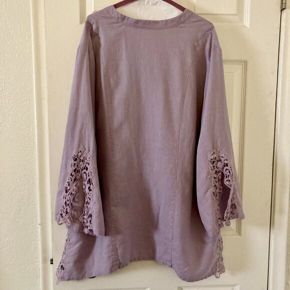 Excellent Condition, SZ 1X, Soft Surroundings, Linen Tunic Swim Cover Up, Purple - Picture 2 of 5